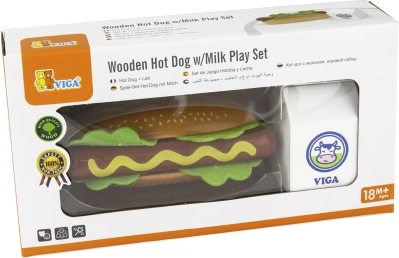 drewniany zestaw hot dog i mleko VIGA