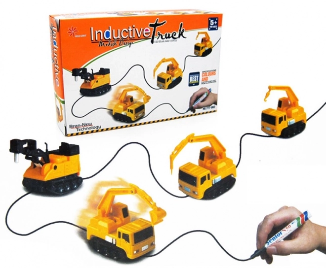 Indukcyjny pojazd koparka MAGIC INDUCTIVE CAR + marker