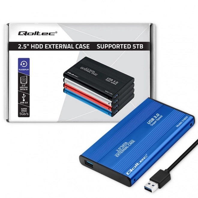 Zewnętrzna obudowa na HDD/SSD 2.5" SATA3 USB 3.0 Niebieska