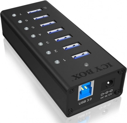aktywny 7‑portowy hub USB 3.0 z portem ładowania ICY BOX
