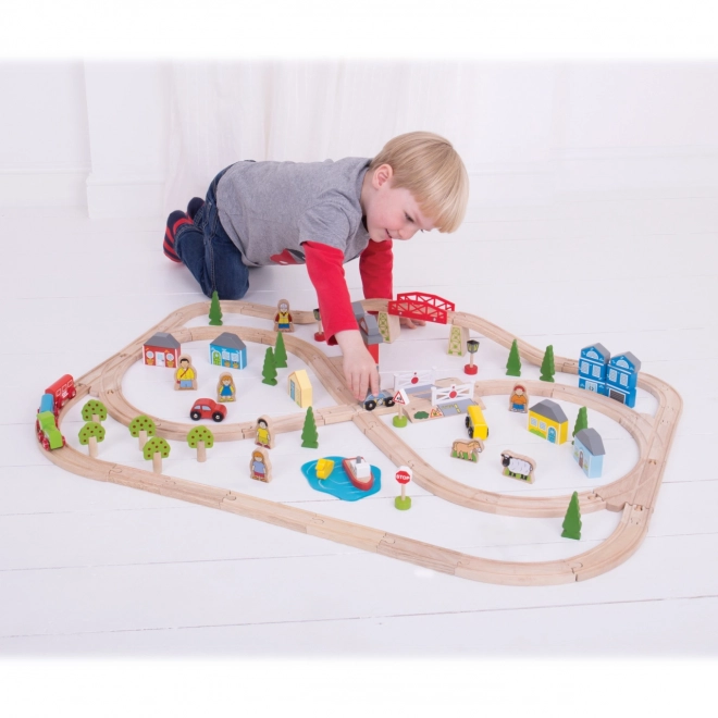 Bigjigs Rail Drewniana kolejka miasto i wieś 101 części