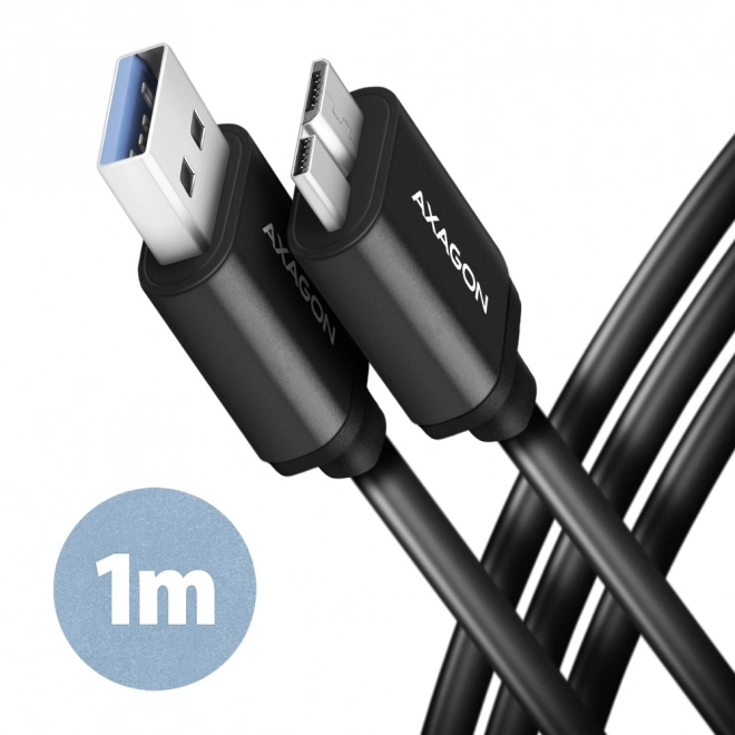 Kabel AXAGON Micro-B USB do USB-A 3.2 Gen 1, 1m, 3A, ALU, PVC, czarny