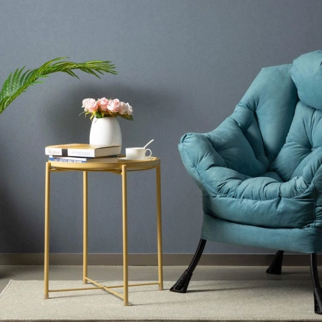Okrągły metalowy stół w stylu loft - żółty