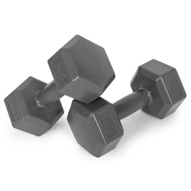 Heksagonalne hantle ModernHome 2x2 kg szare