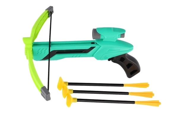 Pistolet/kusza z łukiem na przyssawki plastik 25cm + strzały 3szt w pudełku 36x21x5cm
