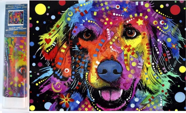 Diamentowa mozaika Abstrakcyjny pies 30 × 40 cm