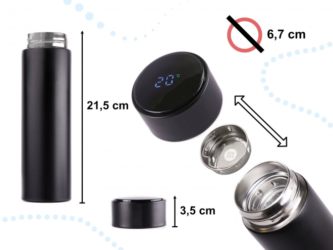 Kubek termiczny z LED wyświetlaczem 500 ml czarny