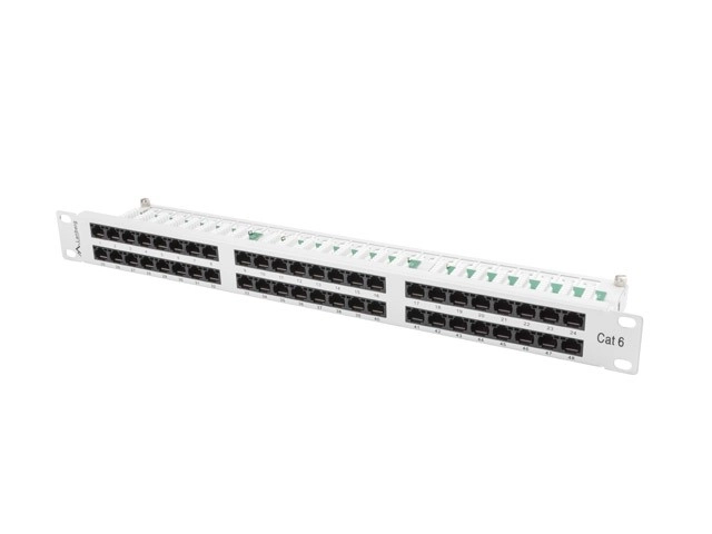 Patch panel 48 portów 1U kat.6 szary