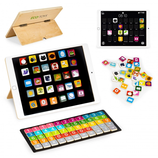 Drewniany edukacyjny tablet, magnetyczna tablica ECOTOYS