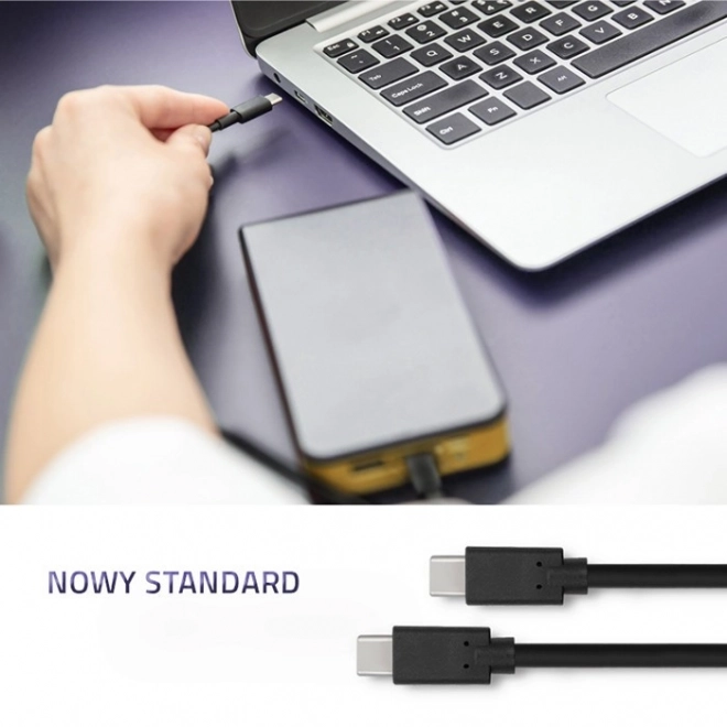 Kabel USB-C na USB-C do przesyłania danych i ładowania, 3m, czarny