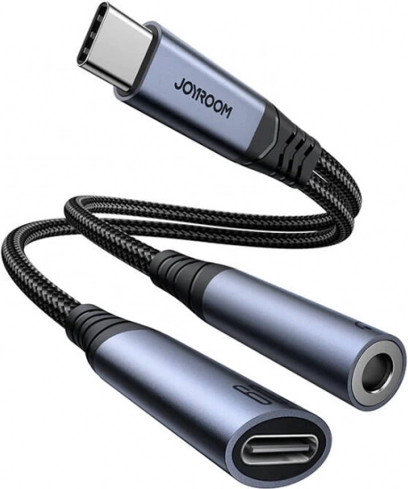Adapter audio 2 w 1 Type‑C na 3,5 mm i Type‑C czarny