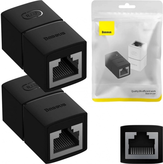 Sieciowy złącze RJ45 BASEUS AirJoy, 2 szt., czarny