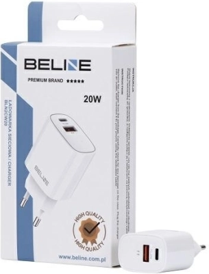 Ładowarka sieciowa 20W USB-C + USB-A biała