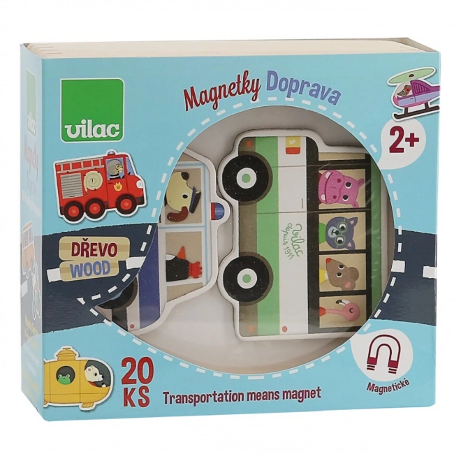 Vilac Drewniane magnesy transport 20 sztuk