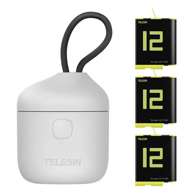 Ładowarka Telesin Allin Box do trzech baterii + 3 baterie do GoPro Hero 12/11/10/9 (żółta)