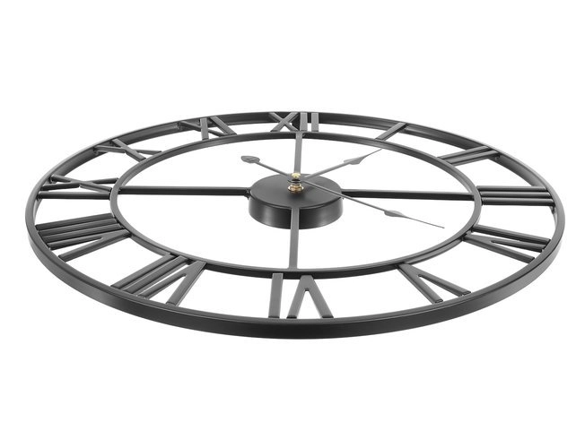 Metalowy zegar ścienny loft z rzymskimi cyframi 47 cm – czarny
