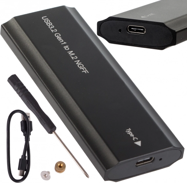 Aluminiowa obudowa dla M.2 SATA NGFF SSD z USB‑C (USB 3.2 Gen 1), 2230–2280