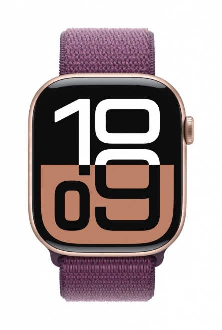 Apple Watch Series 10 GPS 46 mm różowe złoto, sportowy pasek w kolorze śliwkowym
