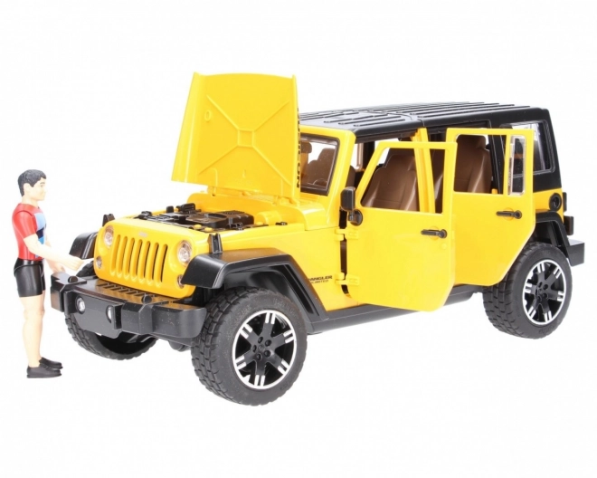 Bruder Jeep Wrangler Rubicon z rowerzystą i rowerem