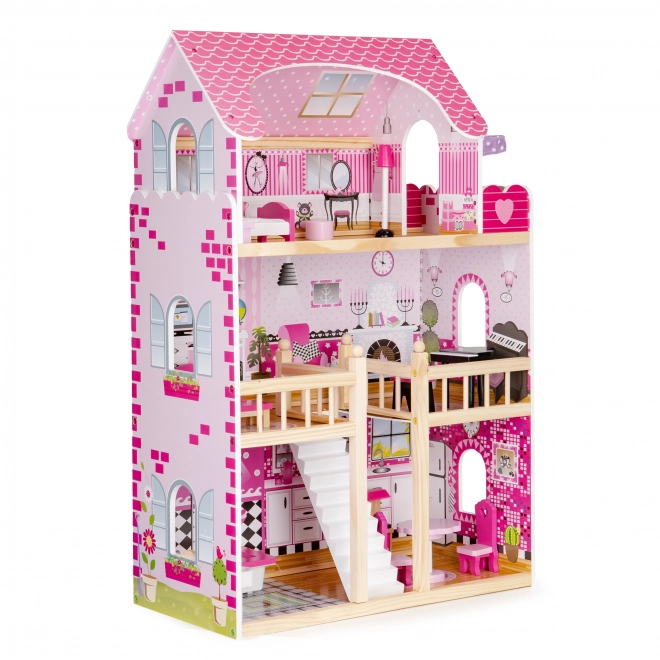 Drewniany domek dla lalek z meblami od ECOTOYS
