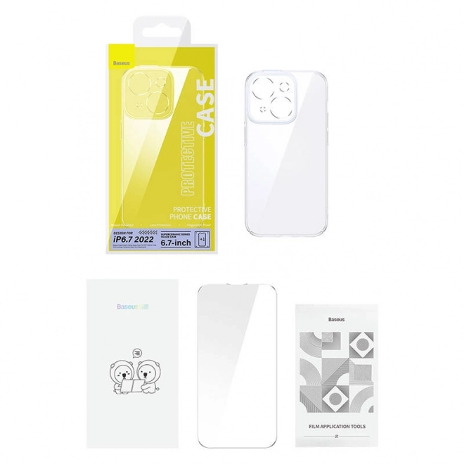 Przezroczysta osłona ze szkła Baseus SuperCeramic i zestaw szkła hartowanego dla iPhone 14 – Plus
