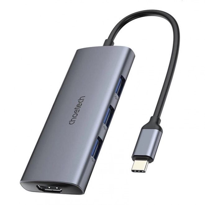 Adapter USB-C Choetech 7w1 Srebrny