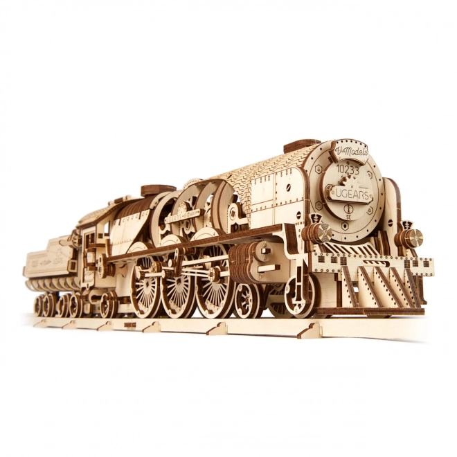 Ugears 3D puzzle - Lokomotywa V-express z wagonem 538 elementów