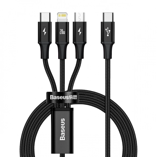 Kabel ładujący Baseus 3 w 1, 20W, czarny, 1,5 m