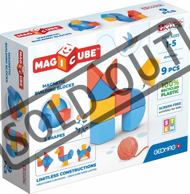 Magnetyczne klocki Magicube Shapes – zwierzęta, 9 elementów