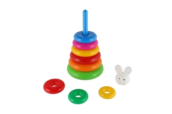 Piramidka składanka z plastikowymi krążkami 28cm assort 2 rodzaje w siatce 12m+