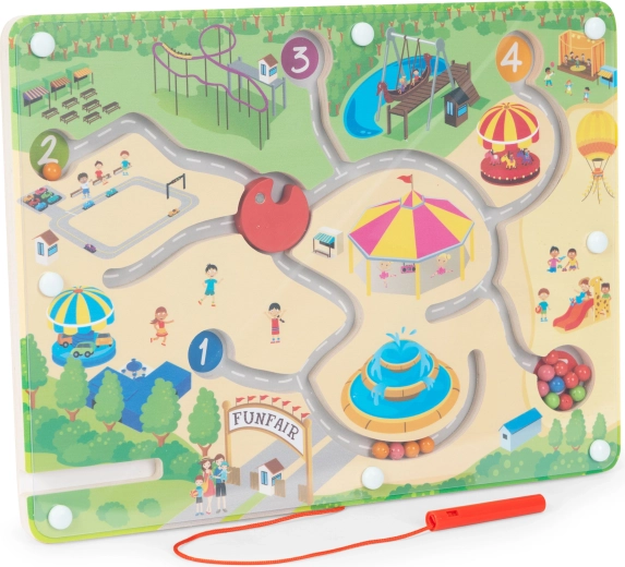 Magnetyczny labirynt z kuleczkami ECOTOYS – wesołe miasteczko
