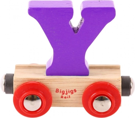 Drewniany wagonik z literą Y BIGJIGS RAIL