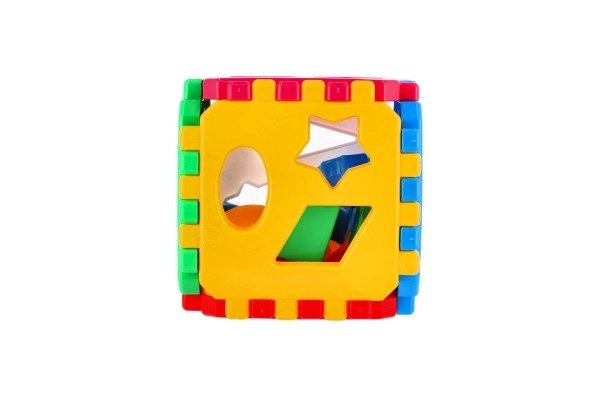 Plastowa kostka do sortowania kształtów 12 × 12 cm w siatce