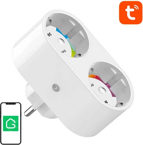 Podwójne inteligentne gniazdko Wi‑Fi Gosund z pomiarem zużycia 3680 W, Tuya