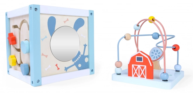 Drewniany sorter klocków z klockami Ecotoys