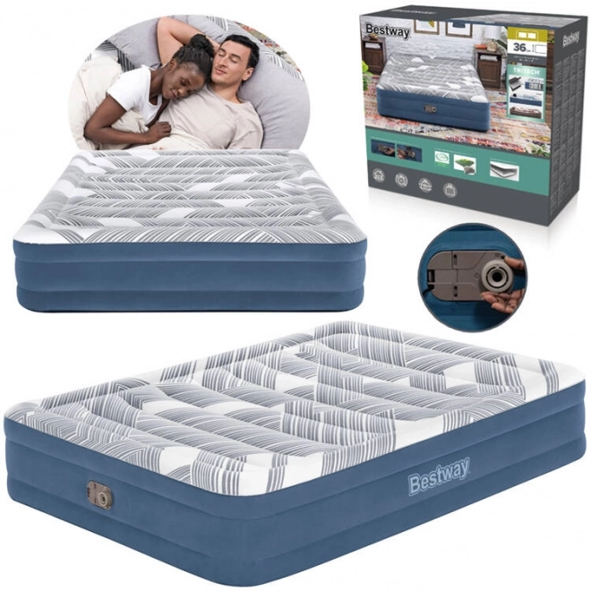 Wygodny materac Bestway 2s Queen 203x152x36cm z wbudowaną pompką 6712Y
