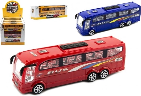 Plastowy autobus na napęd cierny 25 cm, 3 kolory
