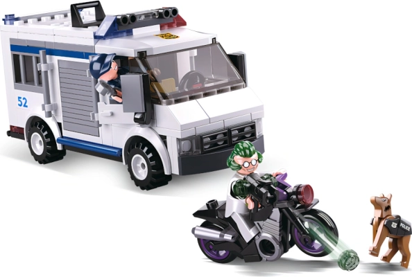 Motocykl złodzieja i pies policyjny
