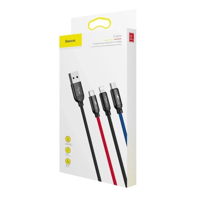 Baseus szybki kabel USB 3w1 z złączami Type C / Lightning / Micro 3A 1,2M - czarny