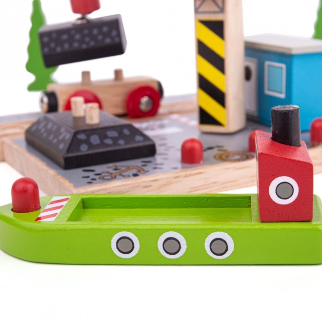 Bigjigs Kolejowy dok węglowy z żurawiem