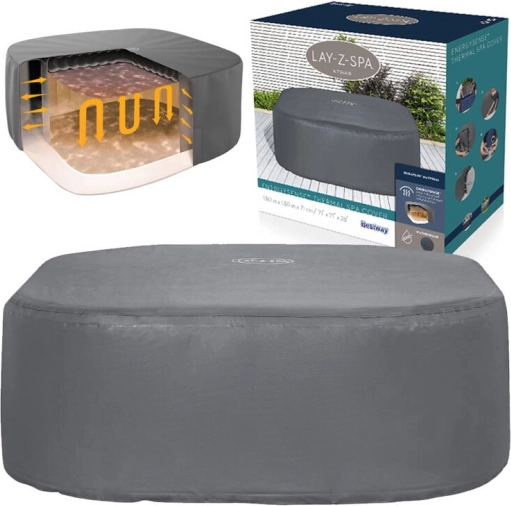 termiczna pokrywa do kwadratowych wanien z hydromasażem BESTWAY Lay‑Z‑Spa EnergySense, 180 × 180 × 71 cm