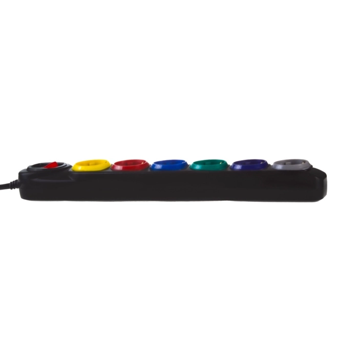 Listwa zasilająca 1,5 m 250VAC/10A MCE509 B 2500 Q, IP20, 6 gniazdek, prąd znamionowy 10 A, czarna