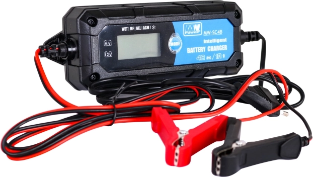 Inteligentna ładowarka akumulatorów z LCD 6V/12V, 1A/4A, do WET, GEL i AGM