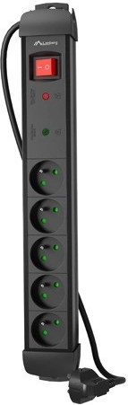 Lanberg zabezpieczenie przeciwprzepięciowe z 5 gniazdkami, kabel 3 m, czarna