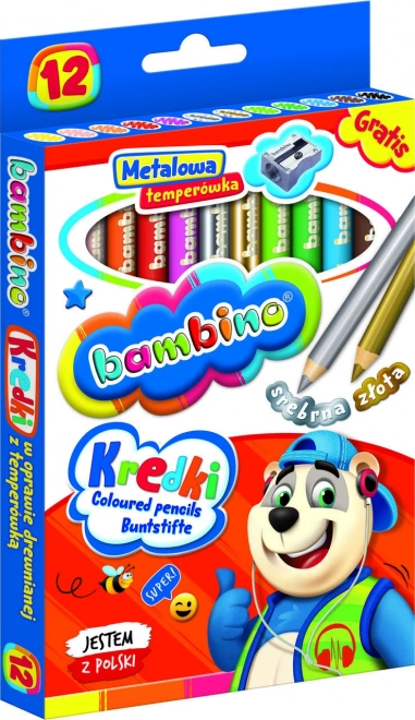 Kredki z temperówką Bambino - 12 sztuk