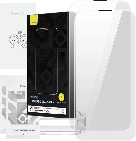 Szkło hartowane BASEUS Corning z filtrem przeciwkurzowym do iPhone 13/13 Pro/14