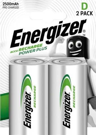 Akumulatory ładowalne D ENERGIZER Power Plus 2500 mAh, 2 szt., wstępnie naładowane