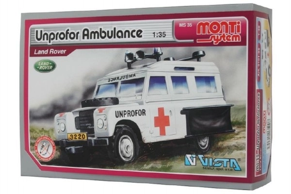 Zestaw Monti System MS 35 Unprofor Ambulans Land Rover 1:35 w pudełku 22x15x6cm