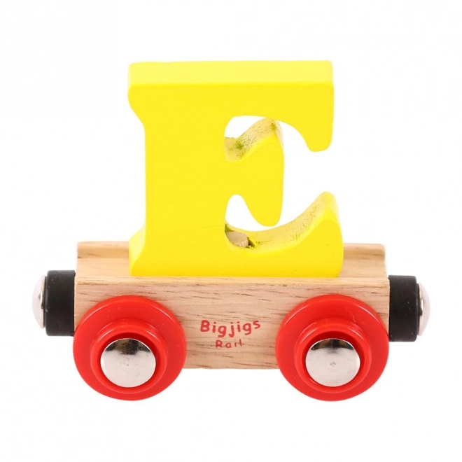 Drewniany wagonik Bigjigs Rail z literą E
