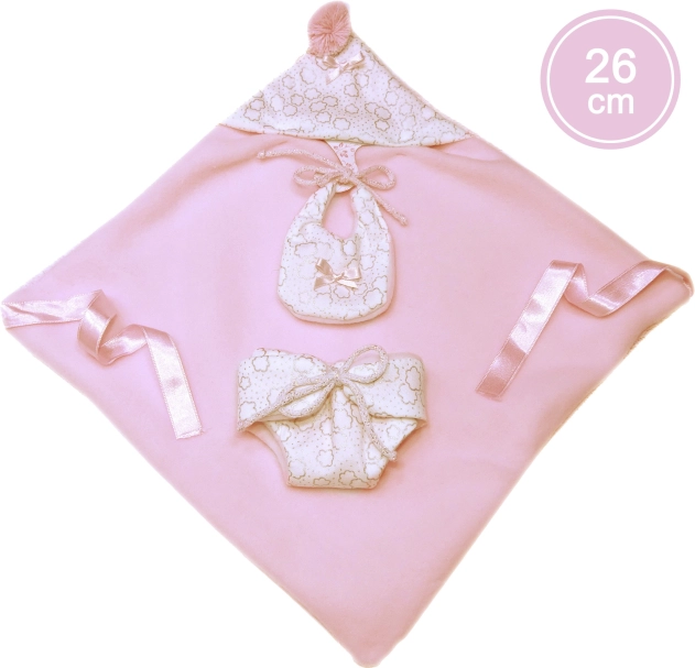 Dwuczęściowy strój z kapturem dla lalki New Born 26 cm
